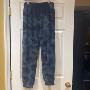 PINK blue tie dye sweatpants size large with elastic waistband